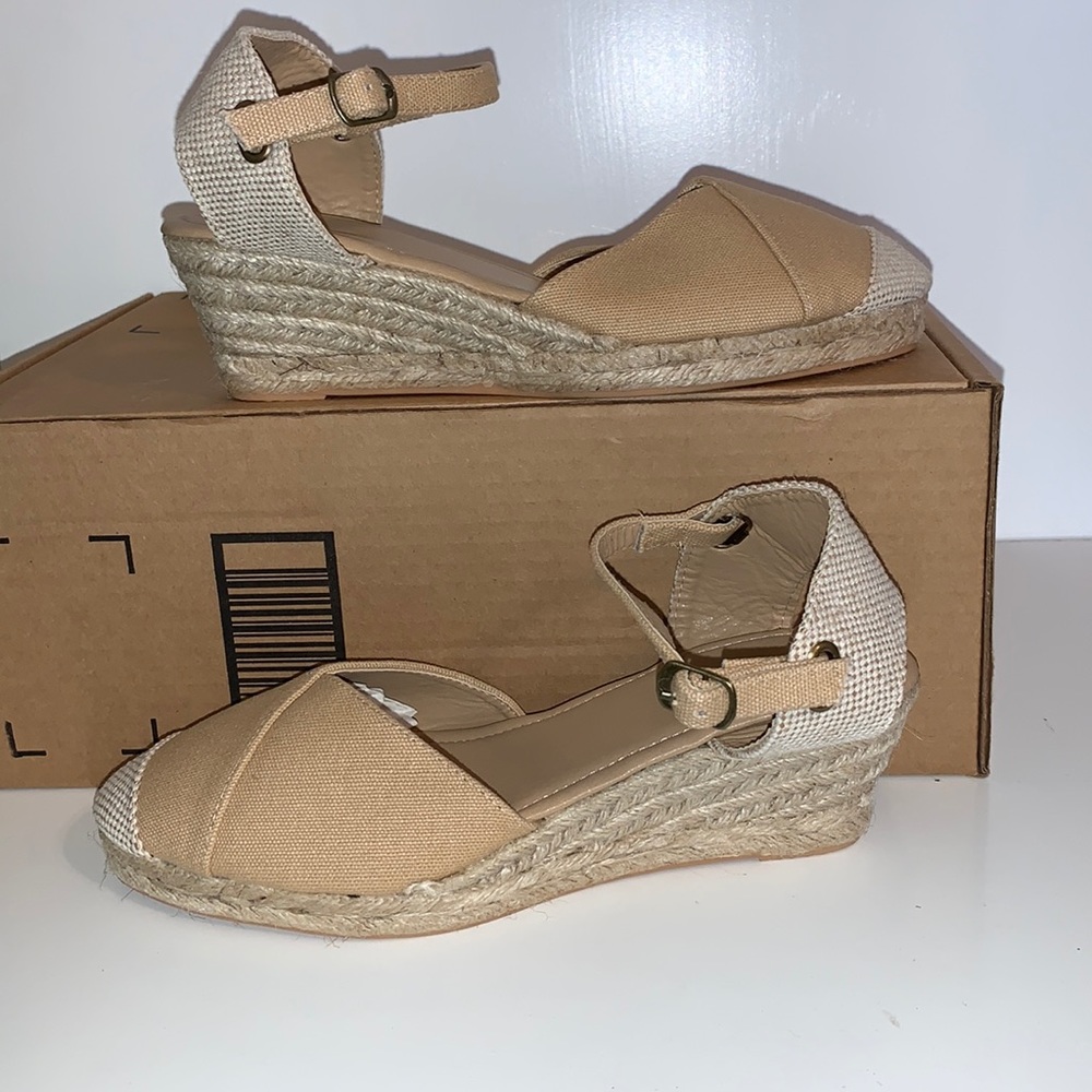 Closed toe ankle strap wedge sandals